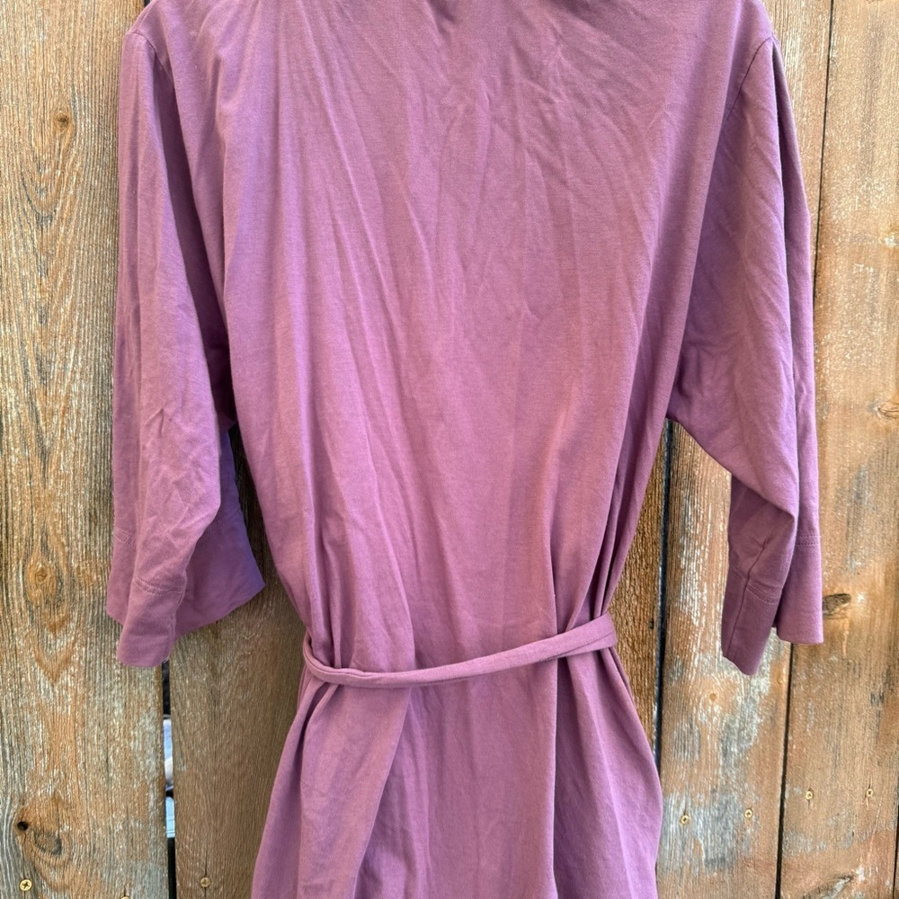 SIORO Women's Mauve Purple Robe 3/4 Sleeves Waist Tie Pockets Size Medium - Picture 6 of 9